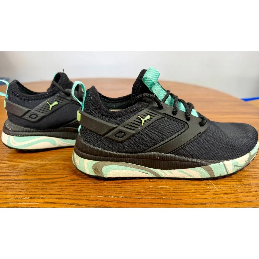Puma‎ Pacer Next Excel Kids Sneakers Black Mint Green 368780-01 Size 4C